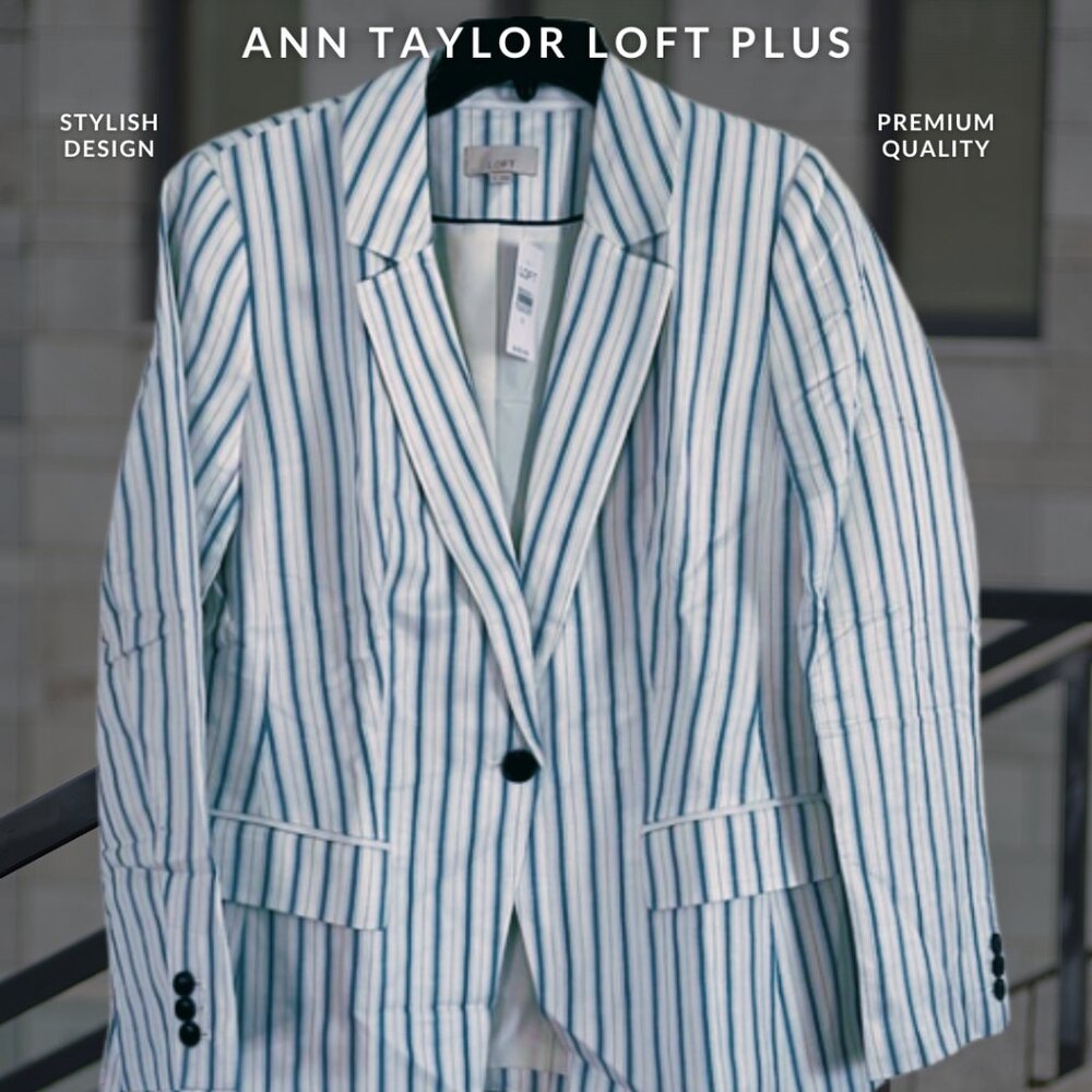 Ann Taylor LOFT Plus Striped Blazer - Size 16 (NWT)